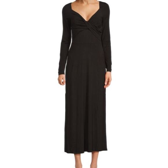 Favorite Daughter The Rosie Twist Midi Dress in Black NWT sz L - Picture 1 of 9